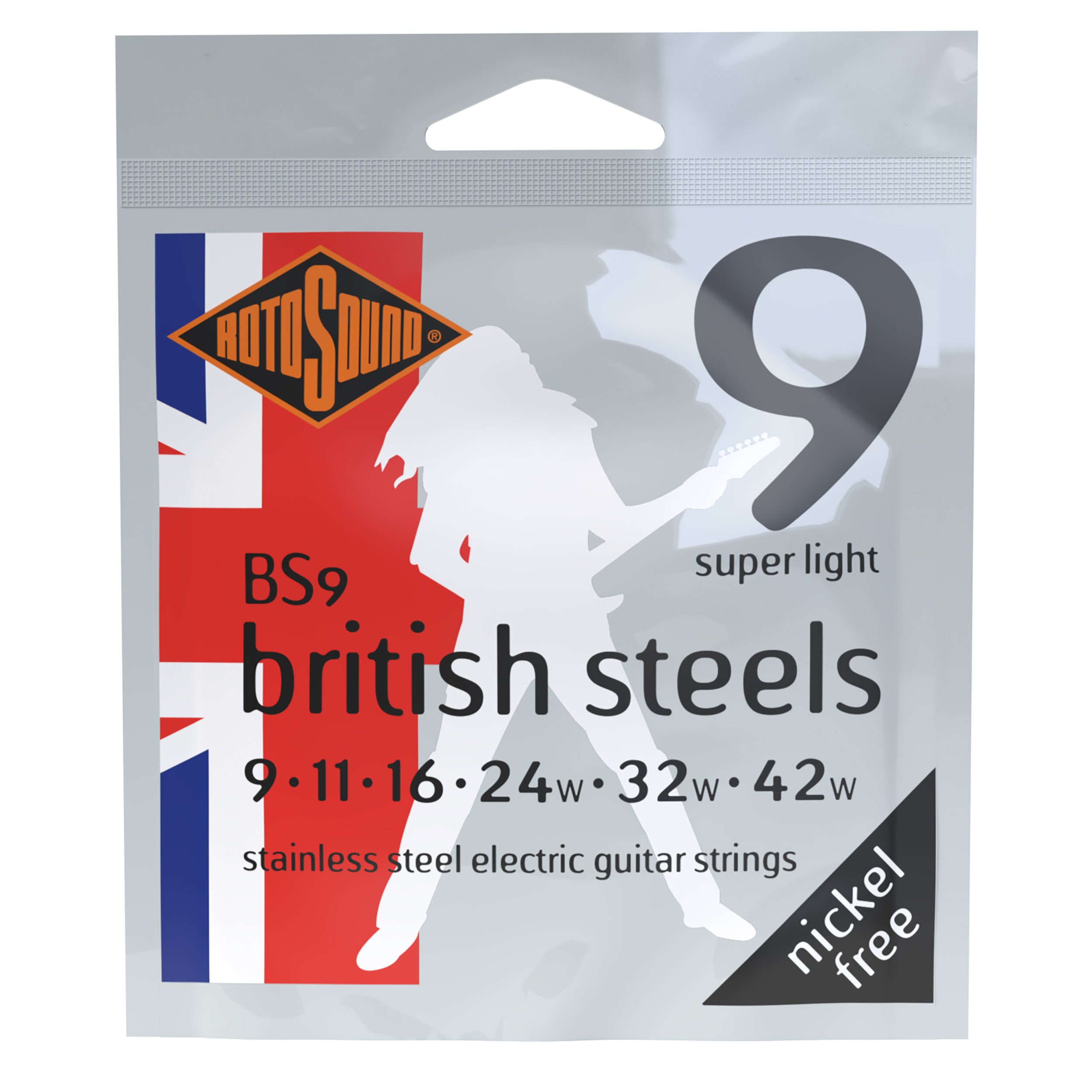 Rotosound BS9 British Steels sähkökitaran kielet 009-042 Nickel Free