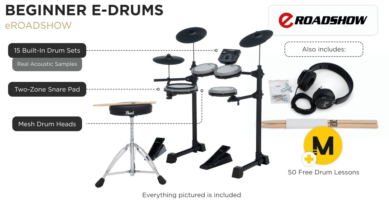 Pearl ERS1000 eRoadshow Electronic Drum Set Complete Kit
