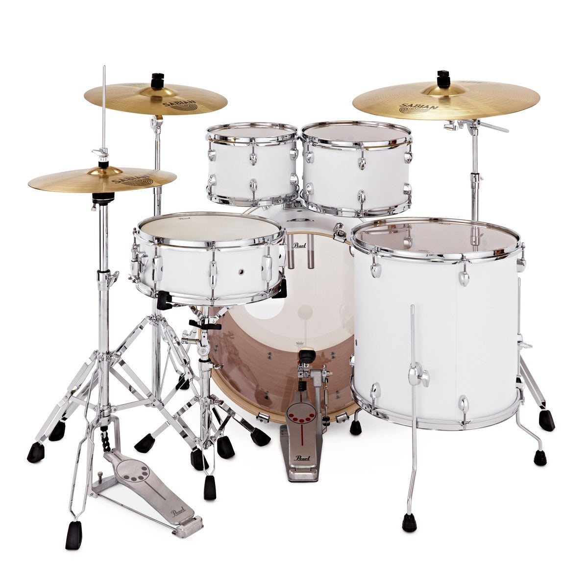 22" Pearl Export EXX725SBR Satin White w/Stands & Sabian Cymbals rumpusetti
